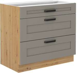 Szafka kuchenna dolna z 3 szufladami LUNA 80 D 3S Gliniasty Szary/Dąb Artisan