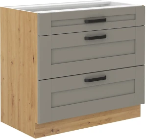 Szafka kuchenna dolna z 3 szufladami LUNA 80 D 3S Gliniasty Szary/Dąb Artisan