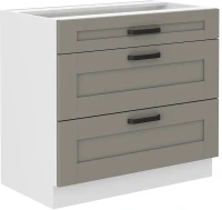 Szafka kuchenna z kolekcji Luna w kolorze biały/szary 80 cm 3 szuflady