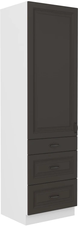 Wysoka szafka kuchenna słupek STILO 60 DKS-210 3S 1F z szufladami grafit/biały