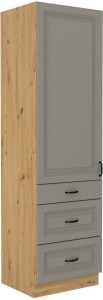 Wysoka szafka kuchenna słupek z szufladami STILO 60 DKS-210 3S 1F Gliniasty Szary/Dąb Artisan