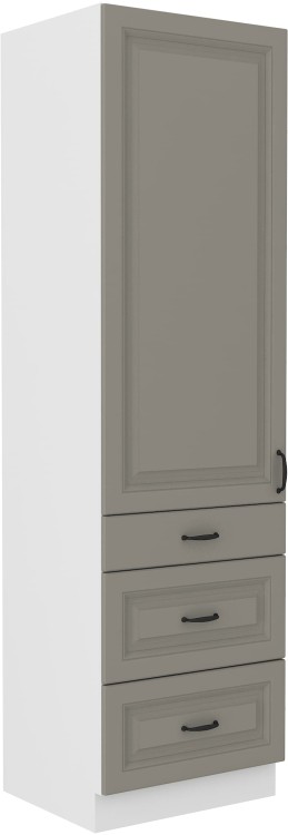 Wysoka szafka kuchenna słupek STILO 60 DKS-210 3S 1F z szufladami gliniasty szary/biały