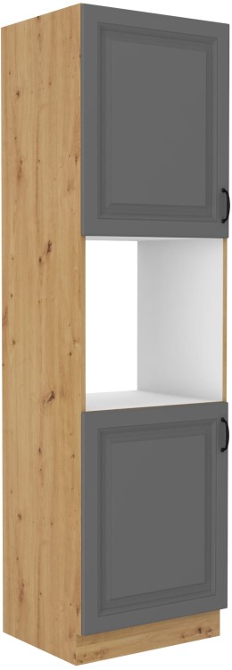 Wysoka kuchenna szafka słupek na piekarnik STILO 60 DP-210 2F szary/dąb artisan
