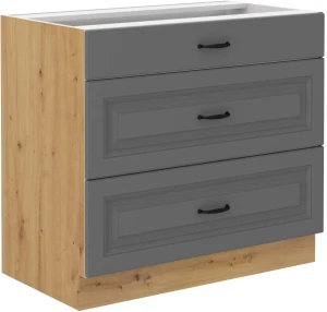 Szafka kuchenna dolna z szufladami STILO 80 D 3S Szary/Dąb Artisan