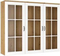 Kredens do salonu Flawia WHAR witryna 150 3D Biały/Dąb Artisan
