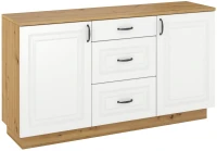 Kredens do salonu Flawia WHAR komoda 150 2D 3S Biały/Dąb Artisan