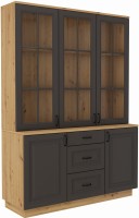 Kredens do salonu Flawia GRAR komoda 150 2D 3S z witryną 150 3D Grafit/Artisan