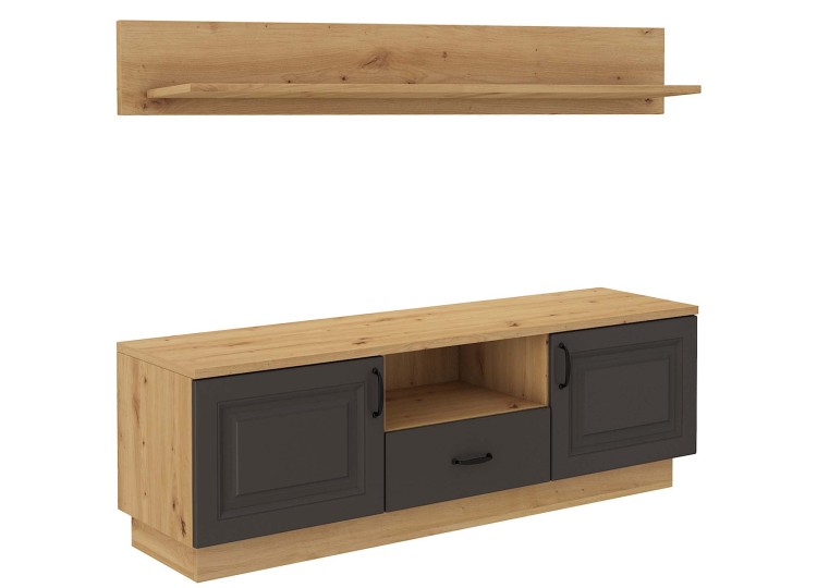 Szafka pod telewizor Flawia GRAR RTV 2D 1S z półką wiszącą Grafit/Artisan