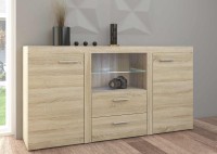 Komoda z 2 szufladami do salonu Rumba SO20 2D 2S Dąb Sonoma + LED