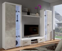 Meblościanka do salonu Rumba XL BJ01 Jasny Beton + LED