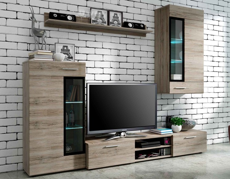 Meblościanka młodzieżowa Tango SRC01 San Remo Ciemne + LED
