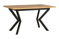 Stół rozkładany do jadalni salonu z metalowymi nogami 140/180x80 IKON 4 Czarny/Dąb Artisan