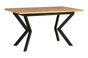 Stół rozkładany do jadalni salonu z metalowymi nogami 140/180x80 IKON 4 Czarny/Dąb Artisan