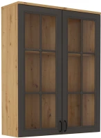 Witryna do salonu jadalni na komodę szklana nadstawka Flawia 100 2D Grafit/Artisan - internetowy sklep meblowy BIRD Meble