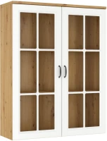 Witryna do salonu jadalni na komodę szklana nadstawka Flawia 100 2D Biały/Artisan - internetowy sklep meblowy BIRD Meble