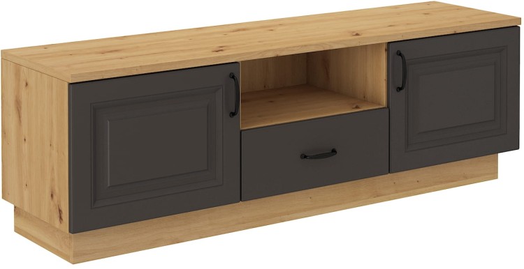 Szafka RTV pod telewizor nowoczesna Flawia 2D1S Grafit/Artisan - internetowy sklep meblowy BIRD Meble
