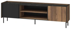 Komoda RTV 180 cm pod telewizor do salonu Prestigo P17 Czarna/Orzech/San Sebastian