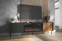 Aranżacja przedstawiająca komodę RTV z kominkiem elektrycznym Prestigo P17 w salonie