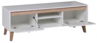 Szafka RTV Oviedo OV-07 z otwartymi szafkami Biała/San Remo Jasne - sklep meblowy online BIRD Meble