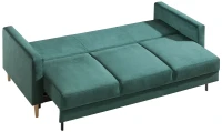 Sofa Costa zielona rozłożona z podłokietnikami