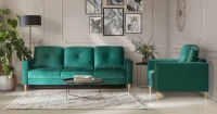 Meble Costa tapicerowane zielone sofa oraz fotel