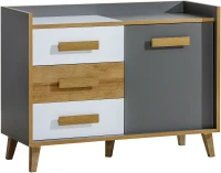 Komoda do pokoju młodzieżowego Werso 120 cm Dąb Rivera Biały Antracyt