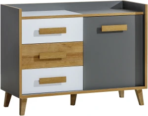 Komoda 120 cm cm do pokoju młodzieżowego Werso W6 Dąb Riveria/Biały/Antracyt