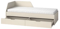 Lewostronne łóżko młodzieżowe z dwoma pojemnymi szufladami oraz materacem 90x200 Melo ME9 w kolorze Cashmere Avocado.