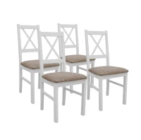 Zestaw 4x Krzesło do salonu jadalni drewniane NIL10 Biały/Beż