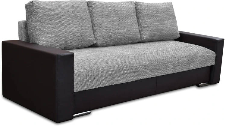 Kanapa z funkcją spania do salonu na sprężynach z pojemnikiem sofa rozkładana Klass Plus czarny/srebrny - internetowy sklep meblowy Bird Meble