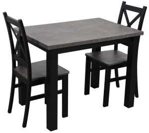 Zestaw stół 100x70 z 2 krzesłami do kuchni jadalni M001-2 Czarny/Beton