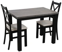Zestaw stół 100x70 Czarny/Beton z 2 krzesłami do jadalni kuchni Czarny/Beż M004-2