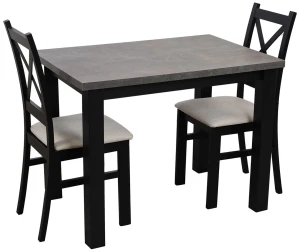 Zestaw stół 100x70 Czarny/Beton z 2 krzesłami do jadalni kuchni Czarny/Beż M004-2