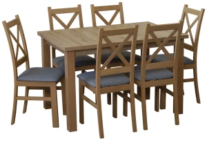 Komplet stół 120x80 Dąb Artisan z 6 krzesłami do jadalni Dąb Artisan/Szary M008-6