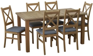 Zestaw stół 150/190x80 Dąb Artisan i 6 krzeseł do kuchni jadalni Dąb Artisan/Szary M009-6