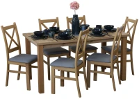 Zestaw stół 150/190x80 Dąb Artisan i 6 krzeseł do kuchni jadalni Dąb Artisan/Szary M009-6