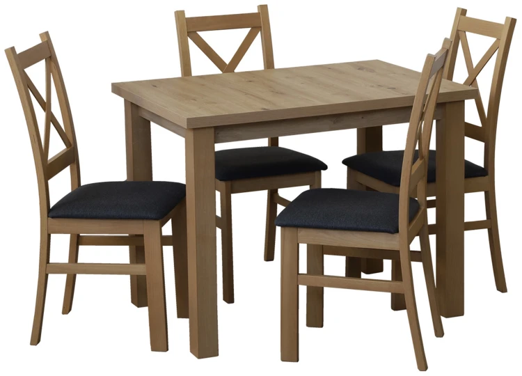 Komplet stół 100x70 z 4 krzesłami do kuchni M010-4 Dąb Artisan