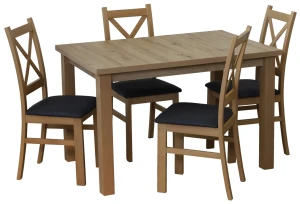 Komplet stół 120x80 Dąb Artisan z 4 krzesłami do kuchni Dąb Artisan/Grafit M011-4
