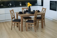 Komplet stół 120x80 Dąb Artisan z 4 krzesłami do kuchni Dąb Artisan/Grafit M011-4