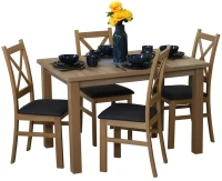 Komplet stół 120x80 Dąb Artisan z 4 krzesłami do kuchni Dąb Artisan/Grafit M011-4