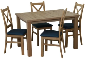 Zestaw stół 120x80 Dąb Artisan z 4 krzesłami do kuchni jadalni Dąb Artisan/Turkus M014-4