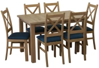 Zestaw stół 150/190x80 Dąb Artisan rozkładany z 6 krzesłami do jadalni Dąb Artisan/Turkus M015-6