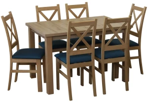 Zestaw stół 150/190x80 Dąb Artisan rozkładany z 6 krzesłami do jadalni Dąb Artisan/Turkus M015-6