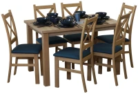 Zestaw stół 150/190x80 Dąb Artisan rozkładany z 6 krzesłami do jadalni Dąb Artisan/Turkus M015-6