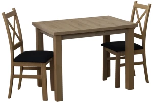 Komplet stół 100x70 Dąb Artisan z 2 krzesłami do kuchni jadalni Dąb Artisan/Czarny M016-2