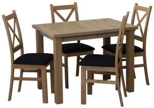Komplet stół 100x70 Dąb Artisan z 4 krzesłami do kuchni jadalni Dąb Artisan/Czarny M016-4