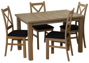 Komplet 120x80 Dąb Artisan z 4 krzesłami do kuchni jadalni Dąb Artisan/Czarny M017-4