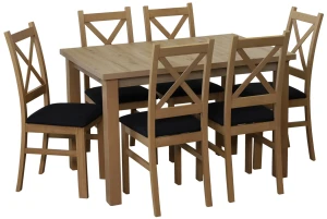 Komplet 120x80 Dąb Artisan z 6 krzesłami do kuchni jadalni Dąb Artisan/Czarny M017-6