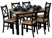 Zestaw stół 120x80 z 6 krzesłami do kuchni jadalni M020-6 Czarny/Dąb Craft