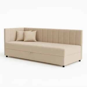 Tapczan łóżko jednoosobowe z pojemnikiem do salonu Sofaro Plus 80x180 Beż